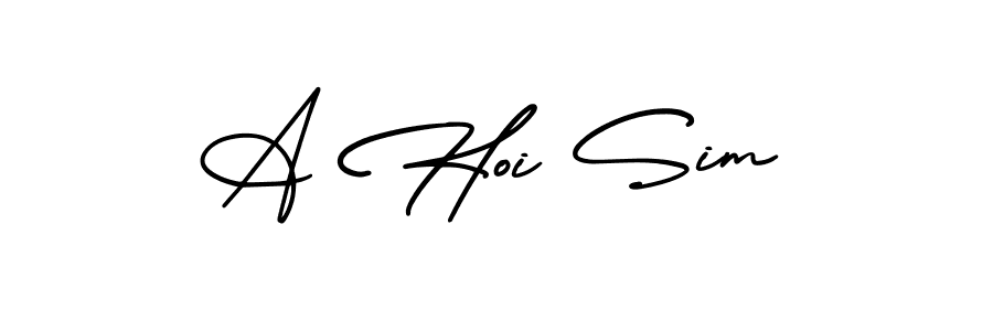 This is the best signature style for the A Hoi Sim name. Also you like these signature font (AmerikaSignatureDemo-Regular). Mix name signature. A Hoi Sim signature style 3 images and pictures png