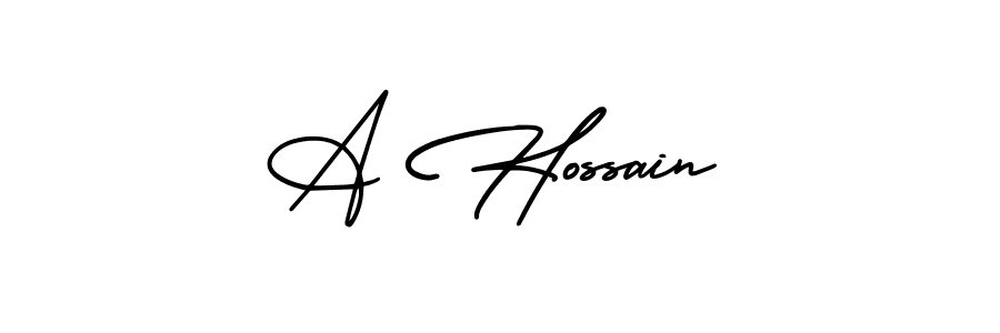 Also You can easily find your signature by using the search form. We will create A Hossain name handwritten signature images for you free of cost using AmerikaSignatureDemo-Regular sign style. A Hossain signature style 3 images and pictures png