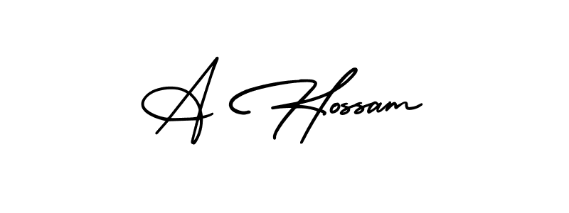 A Hossam stylish signature style. Best Handwritten Sign (AmerikaSignatureDemo-Regular) for my name. Handwritten Signature Collection Ideas for my name A Hossam. A Hossam signature style 3 images and pictures png
