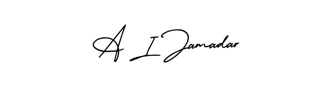 You should practise on your own different ways (AmerikaSignatureDemo-Regular) to write your name (A I Jamadar) in signature. don't let someone else do it for you. A I Jamadar signature style 3 images and pictures png