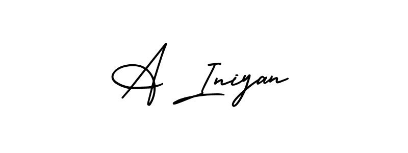 Similarly AmerikaSignatureDemo-Regular is the best handwritten signature design. Signature creator online .You can use it as an online autograph creator for name A Iniyan. A Iniyan signature style 3 images and pictures png