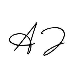 Design your own signature with our free online signature maker. With this signature software, you can create a handwritten (AmerikaSignatureDemo-Regular) signature for name A J. A J signature style 3 images and pictures png