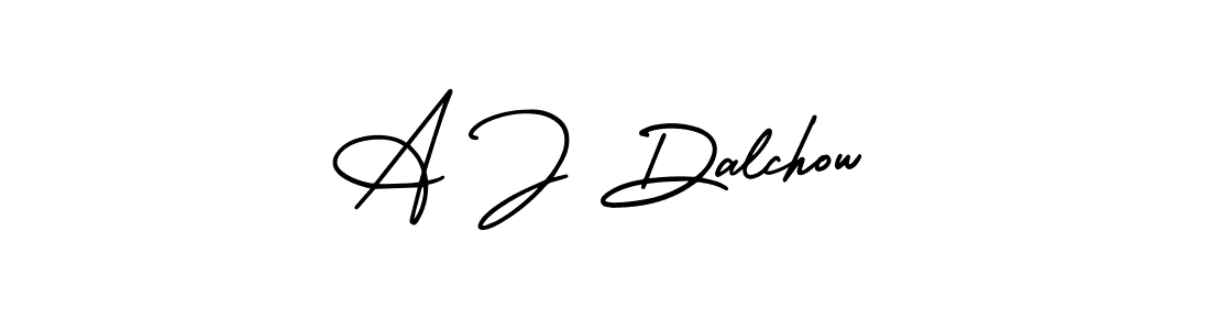 You should practise on your own different ways (AmerikaSignatureDemo-Regular) to write your name (A J Dalchow) in signature. don't let someone else do it for you. A J Dalchow signature style 3 images and pictures png