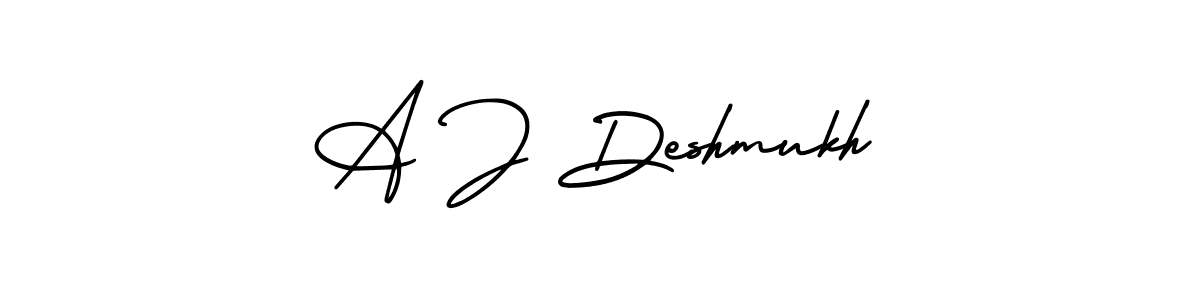 How to make A J Deshmukh name signature. Use AmerikaSignatureDemo-Regular style for creating short signs online. This is the latest handwritten sign. A J Deshmukh signature style 3 images and pictures png