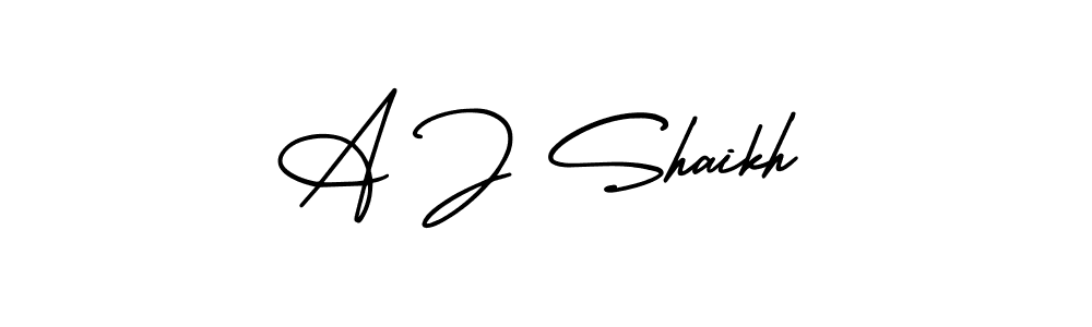This is the best signature style for the A J Shaikh name. Also you like these signature font (AmerikaSignatureDemo-Regular). Mix name signature. A J Shaikh signature style 3 images and pictures png