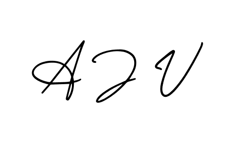 You should practise on your own different ways (AmerikaSignatureDemo-Regular) to write your name (A J V) in signature. don't let someone else do it for you. A J V signature style 3 images and pictures png