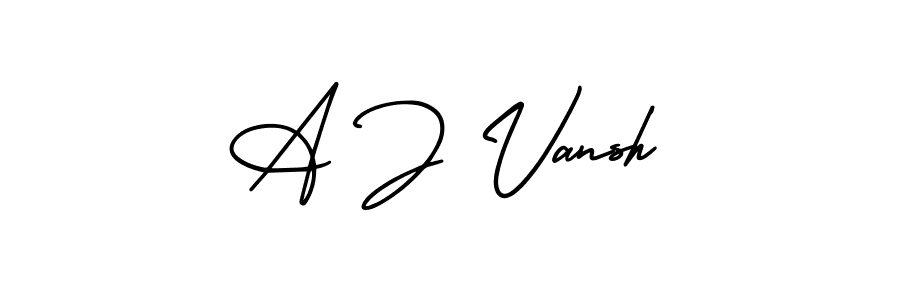 You should practise on your own different ways (AmerikaSignatureDemo-Regular) to write your name (A J Vansh) in signature. don't let someone else do it for you. A J Vansh signature style 3 images and pictures png