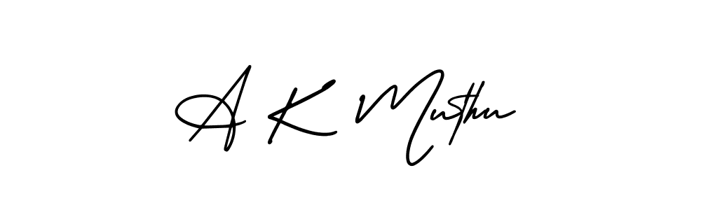 The best way (AmerikaSignatureDemo-Regular) to make a short signature is to pick only two or three words in your name. The name A K  Muthu include a total of six letters. For converting this name. A K  Muthu signature style 3 images and pictures png