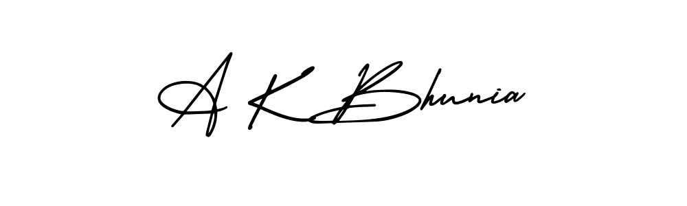 Design your own signature with our free online signature maker. With this signature software, you can create a handwritten (AmerikaSignatureDemo-Regular) signature for name A K Bhunia. A K Bhunia signature style 3 images and pictures png