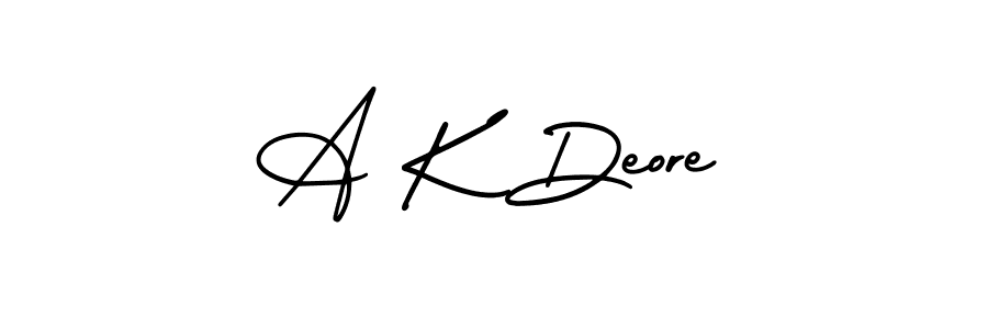 Make a beautiful signature design for name A K Deore. With this signature (AmerikaSignatureDemo-Regular) style, you can create a handwritten signature for free. A K Deore signature style 3 images and pictures png