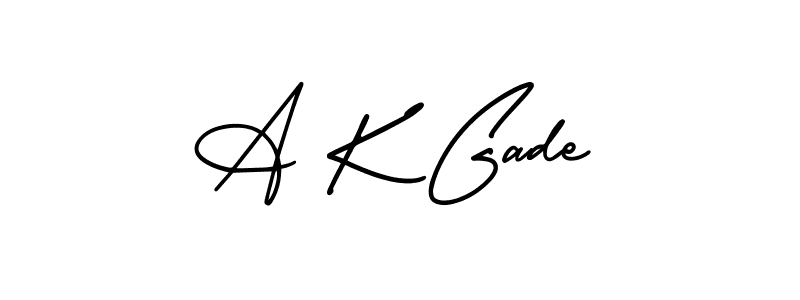 You should practise on your own different ways (AmerikaSignatureDemo-Regular) to write your name (A K Gade) in signature. don't let someone else do it for you. A K Gade signature style 3 images and pictures png