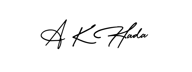 Similarly AmerikaSignatureDemo-Regular is the best handwritten signature design. Signature creator online .You can use it as an online autograph creator for name A K Hada. A K Hada signature style 3 images and pictures png