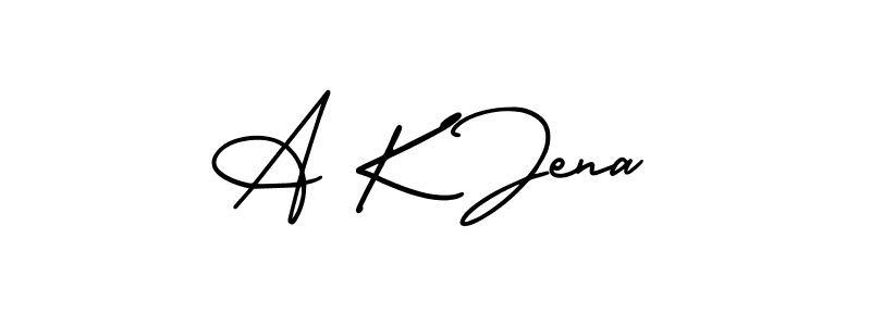 The best way (AmerikaSignatureDemo-Regular) to make a short signature is to pick only two or three words in your name. The name A K Jena include a total of six letters. For converting this name. A K Jena signature style 3 images and pictures png