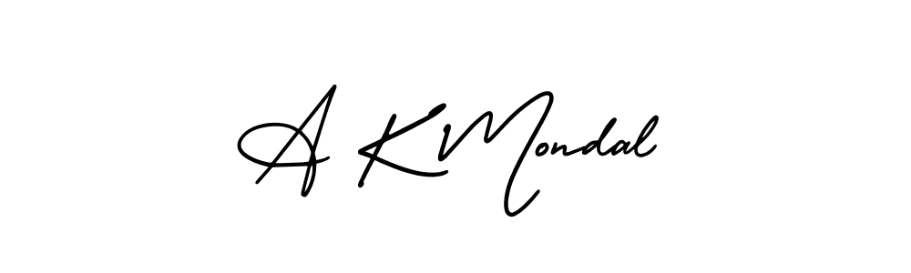 Make a beautiful signature design for name A K Mondal. With this signature (AmerikaSignatureDemo-Regular) style, you can create a handwritten signature for free. A K Mondal signature style 3 images and pictures png