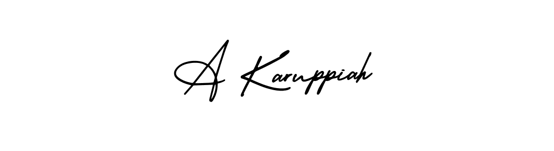 How to make A Karuppiah name signature. Use AmerikaSignatureDemo-Regular style for creating short signs online. This is the latest handwritten sign. A Karuppiah signature style 3 images and pictures png