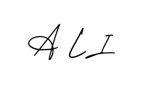 How to make A L I name signature. Use AmerikaSignatureDemo-Regular style for creating short signs online. This is the latest handwritten sign. A L I signature style 3 images and pictures png