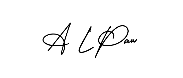 You should practise on your own different ways (AmerikaSignatureDemo-Regular) to write your name (A L Paw) in signature. don't let someone else do it for you. A L Paw signature style 3 images and pictures png