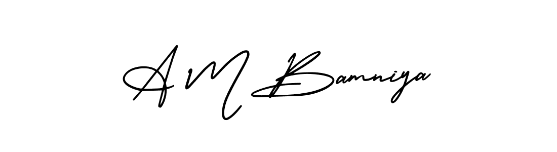 You can use this online signature creator to create a handwritten signature for the name A M Bamniya. This is the best online autograph maker. A M Bamniya signature style 3 images and pictures png