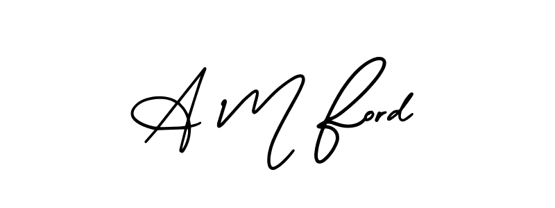 How to make A M Ford name signature. Use AmerikaSignatureDemo-Regular style for creating short signs online. This is the latest handwritten sign. A M Ford signature style 3 images and pictures png