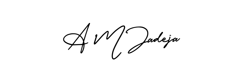 Also You can easily find your signature by using the search form. We will create A M Jadeja name handwritten signature images for you free of cost using AmerikaSignatureDemo-Regular sign style. A M Jadeja signature style 3 images and pictures png