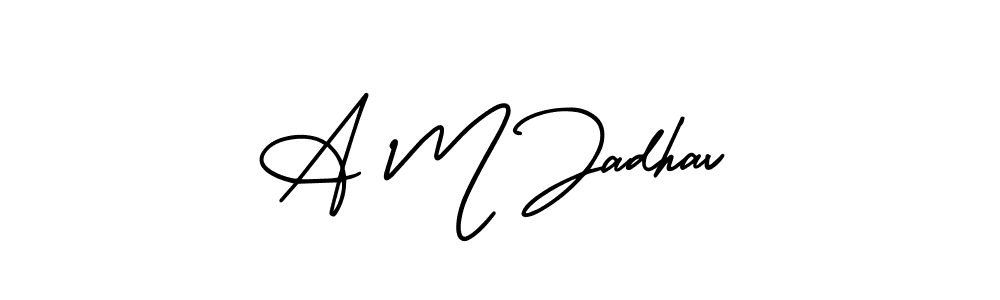 How to make A M Jadhav name signature. Use AmerikaSignatureDemo-Regular style for creating short signs online. This is the latest handwritten sign. A M Jadhav signature style 3 images and pictures png