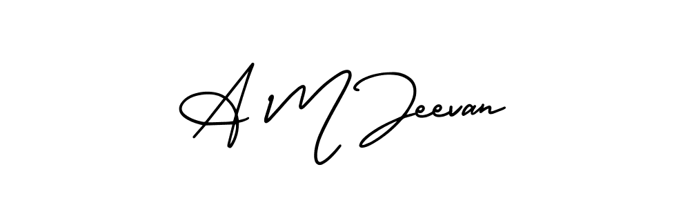 This is the best signature style for the A M Jeevan name. Also you like these signature font (AmerikaSignatureDemo-Regular). Mix name signature. A M Jeevan signature style 3 images and pictures png