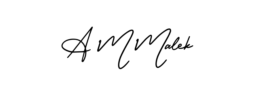 Use a signature maker to create a handwritten signature online. With this signature software, you can design (AmerikaSignatureDemo-Regular) your own signature for name A M Malek. A M Malek signature style 3 images and pictures png