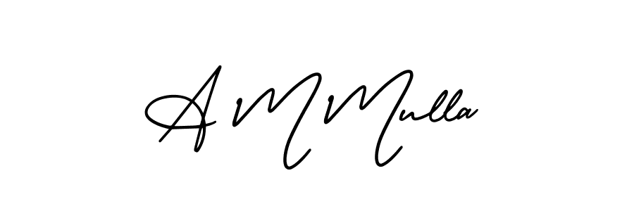 The best way (AmerikaSignatureDemo-Regular) to make a short signature is to pick only two or three words in your name. The name A M Mulla include a total of six letters. For converting this name. A M Mulla signature style 3 images and pictures png