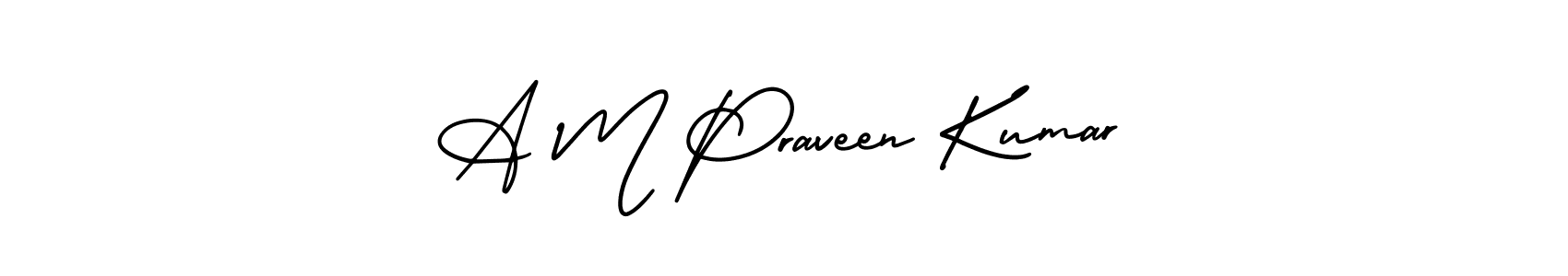 Similarly AmerikaSignatureDemo-Regular is the best handwritten signature design. Signature creator online .You can use it as an online autograph creator for name A M Praveen Kumar. A M Praveen Kumar signature style 3 images and pictures png