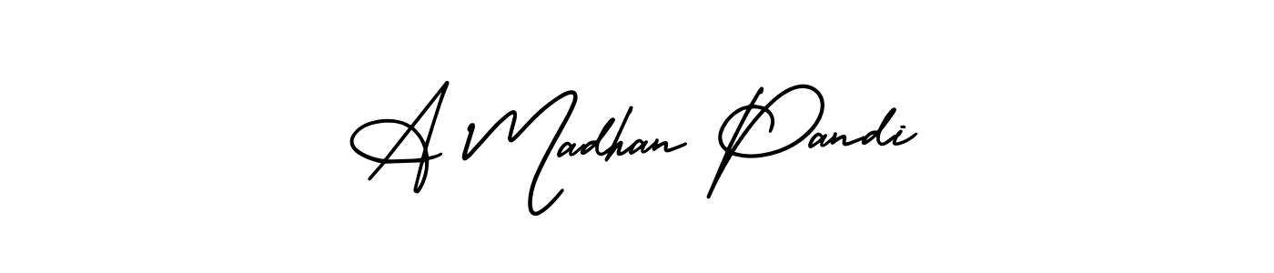 Also You can easily find your signature by using the search form. We will create A Madhan Pandi name handwritten signature images for you free of cost using AmerikaSignatureDemo-Regular sign style. A Madhan Pandi signature style 3 images and pictures png