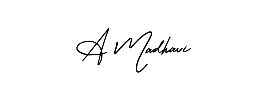 The best way (AmerikaSignatureDemo-Regular) to make a short signature is to pick only two or three words in your name. The name A Madhavi include a total of six letters. For converting this name. A Madhavi signature style 3 images and pictures png