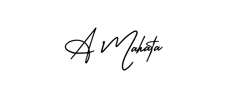 The best way (AmerikaSignatureDemo-Regular) to make a short signature is to pick only two or three words in your name. The name A Mahata include a total of six letters. For converting this name. A Mahata signature style 3 images and pictures png