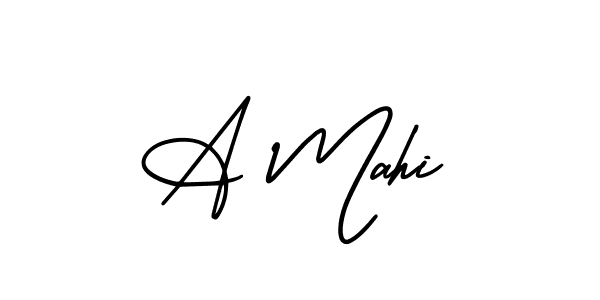 How to make A Mahi name signature. Use AmerikaSignatureDemo-Regular style for creating short signs online. This is the latest handwritten sign. A Mahi signature style 3 images and pictures png