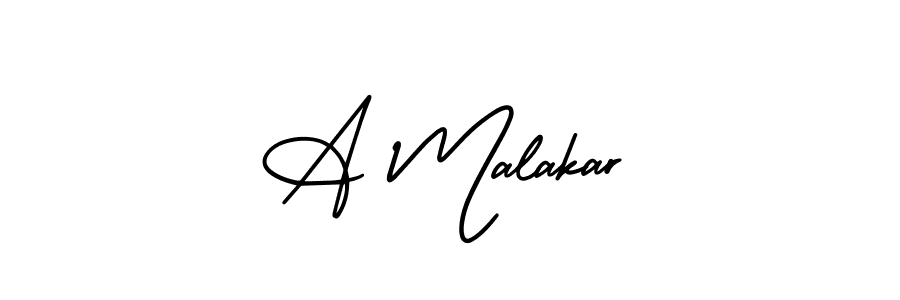 This is the best signature style for the A Malakar name. Also you like these signature font (AmerikaSignatureDemo-Regular). Mix name signature. A Malakar signature style 3 images and pictures png