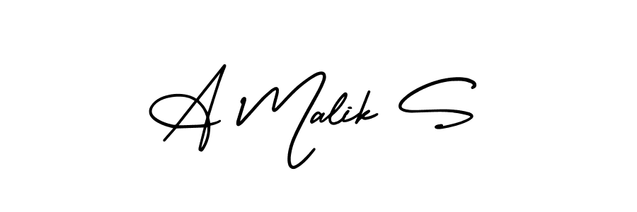 How to make A Malik S name signature. Use AmerikaSignatureDemo-Regular style for creating short signs online. This is the latest handwritten sign. A Malik S signature style 3 images and pictures png