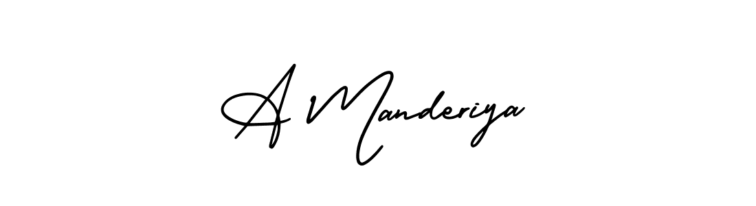 You should practise on your own different ways (AmerikaSignatureDemo-Regular) to write your name (A Manderiya) in signature. don't let someone else do it for you. A Manderiya signature style 3 images and pictures png