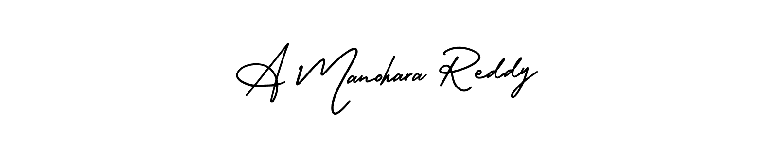 This is the best signature style for the A Manohara Reddy name. Also you like these signature font (AmerikaSignatureDemo-Regular). Mix name signature. A Manohara Reddy signature style 3 images and pictures png