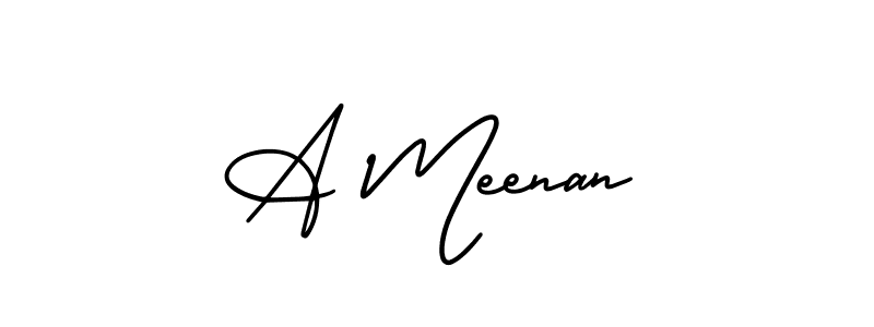 Make a beautiful signature design for name A Meenan. With this signature (AmerikaSignatureDemo-Regular) style, you can create a handwritten signature for free. A Meenan signature style 3 images and pictures png