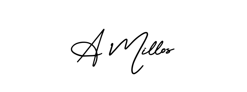 Similarly AmerikaSignatureDemo-Regular is the best handwritten signature design. Signature creator online .You can use it as an online autograph creator for name A Millos. A Millos signature style 3 images and pictures png