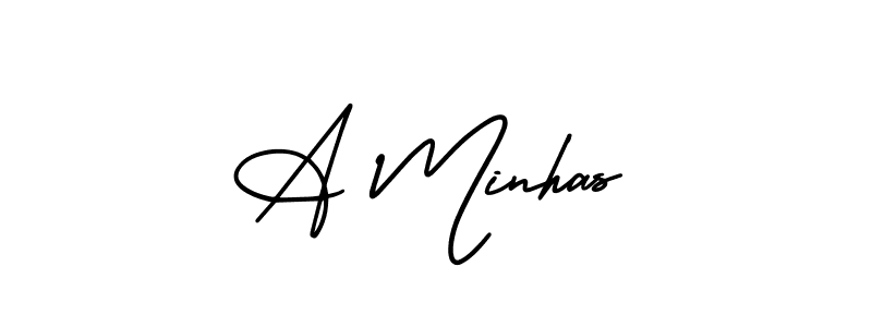 A Minhas stylish signature style. Best Handwritten Sign (AmerikaSignatureDemo-Regular) for my name. Handwritten Signature Collection Ideas for my name A Minhas. A Minhas signature style 3 images and pictures png