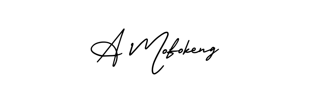 Make a beautiful signature design for name A Mofokeng. With this signature (AmerikaSignatureDemo-Regular) style, you can create a handwritten signature for free. A Mofokeng signature style 3 images and pictures png