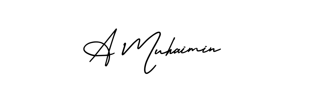 Design your own signature with our free online signature maker. With this signature software, you can create a handwritten (AmerikaSignatureDemo-Regular) signature for name A Muhaimin. A Muhaimin signature style 3 images and pictures png