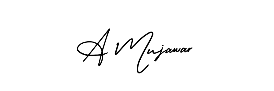 The best way (AmerikaSignatureDemo-Regular) to make a short signature is to pick only two or three words in your name. The name A Mujawar include a total of six letters. For converting this name. A Mujawar signature style 3 images and pictures png