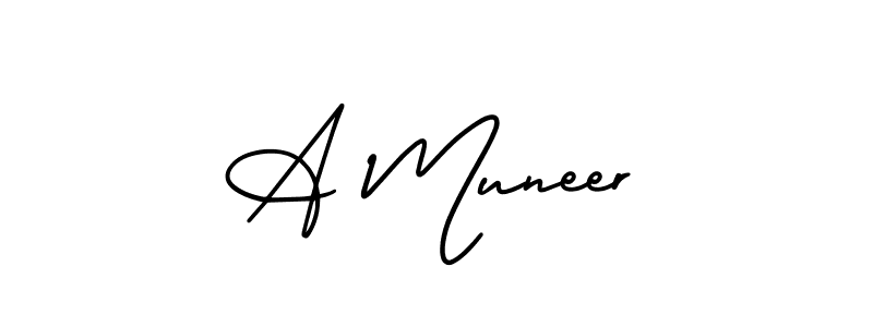 You should practise on your own different ways (AmerikaSignatureDemo-Regular) to write your name (A Muneer) in signature. don't let someone else do it for you. A Muneer signature style 3 images and pictures png