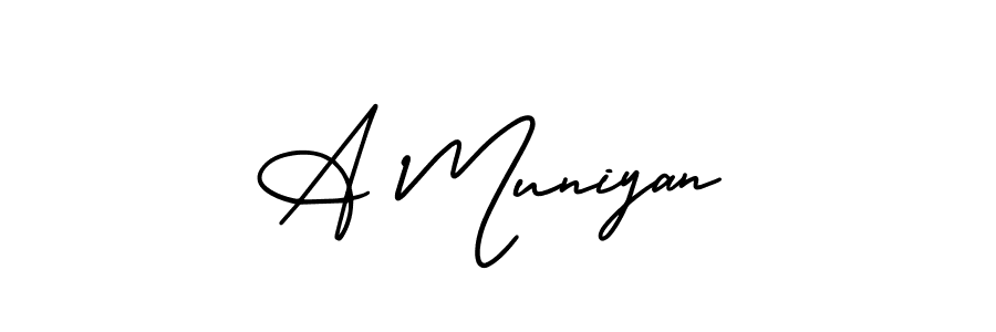 It looks lik you need a new signature style for name A Muniyan. Design unique handwritten (AmerikaSignatureDemo-Regular) signature with our free signature maker in just a few clicks. A Muniyan signature style 3 images and pictures png