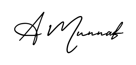 A stylish, flowing autograph style designed for name A Munnaf using AmerikaSignatureDemo-Regular typography. Perfect for digital creative projects. A Munnaf signature style 3 images and pictures png