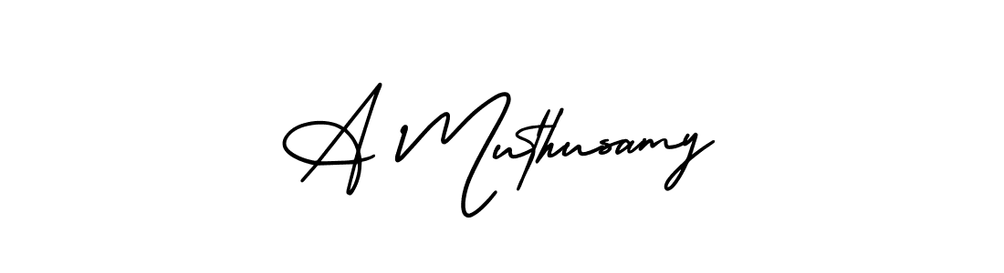 This is the best signature style for the A Muthusamy name. Also you like these signature font (AmerikaSignatureDemo-Regular). Mix name signature. A Muthusamy signature style 3 images and pictures png