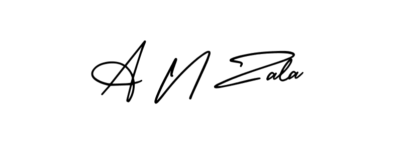 Also You can easily find your signature by using the search form. We will create A N Zala name handwritten signature images for you free of cost using AmerikaSignatureDemo-Regular sign style. A N Zala signature style 3 images and pictures png