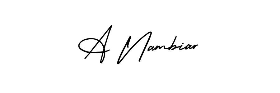 Make a beautiful signature design for name A Nambiar. With this signature (AmerikaSignatureDemo-Regular) style, you can create a handwritten signature for free. A Nambiar signature style 3 images and pictures png