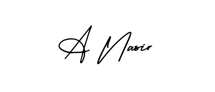 A Nasir stylish signature style. Best Handwritten Sign (AmerikaSignatureDemo-Regular) for my name. Handwritten Signature Collection Ideas for my name A Nasir. A Nasir signature style 3 images and pictures png